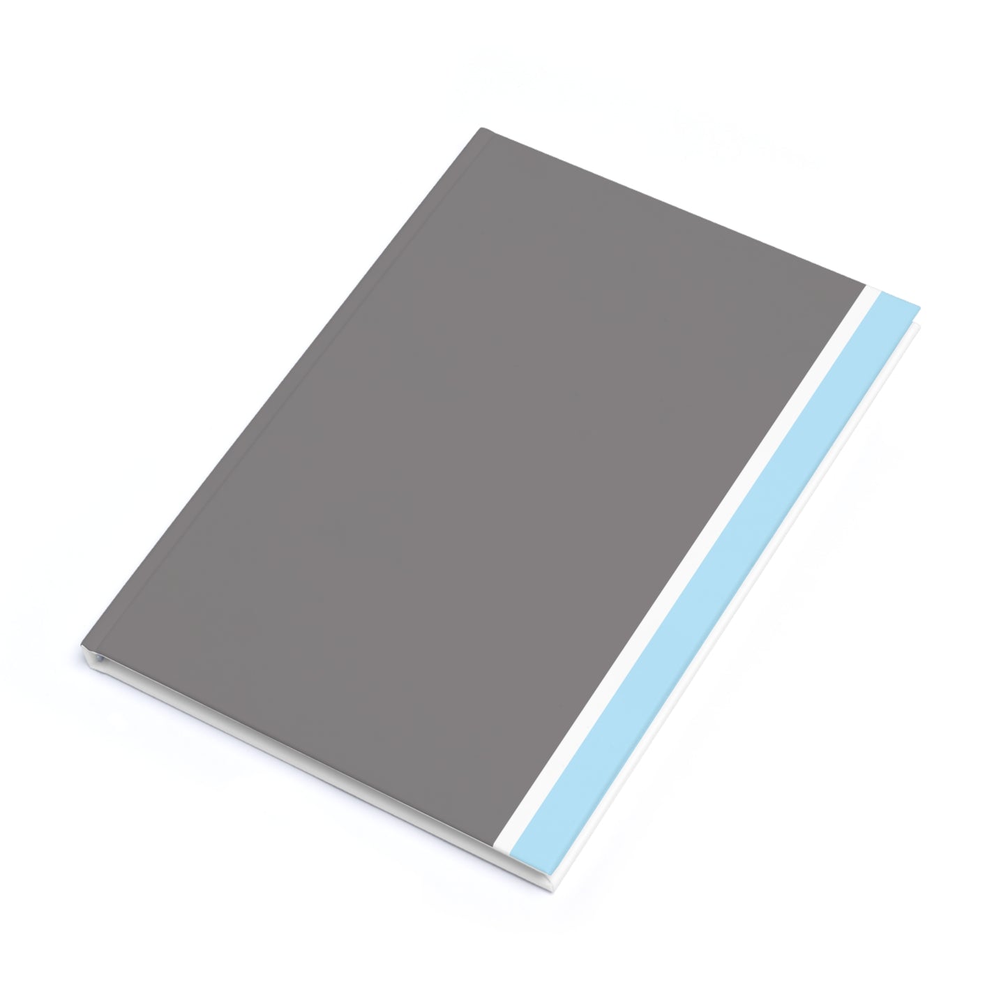 Gray notebook with a blue edge on a white background