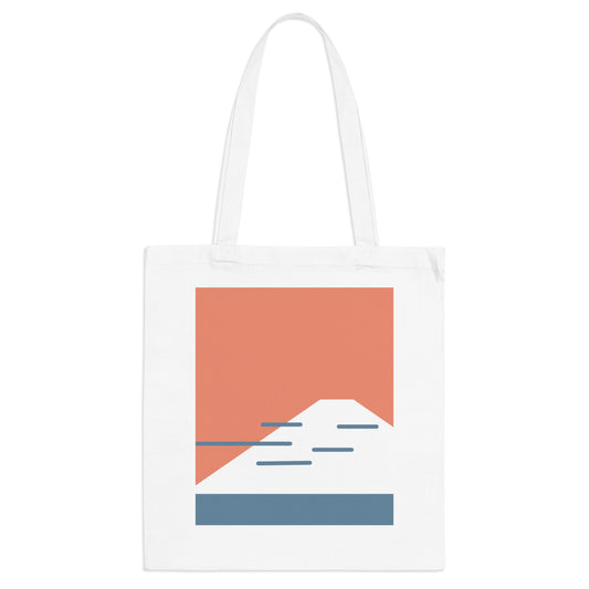 Fuji Coast Red Tote Bag – Minimalist Japanese Coastal Design