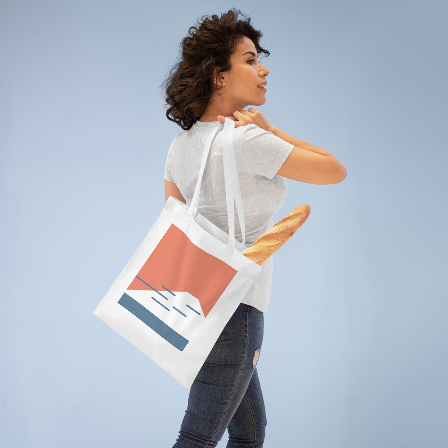 Fuji Coast Red Tote Bag – Minimalist Japanese Coastal Design