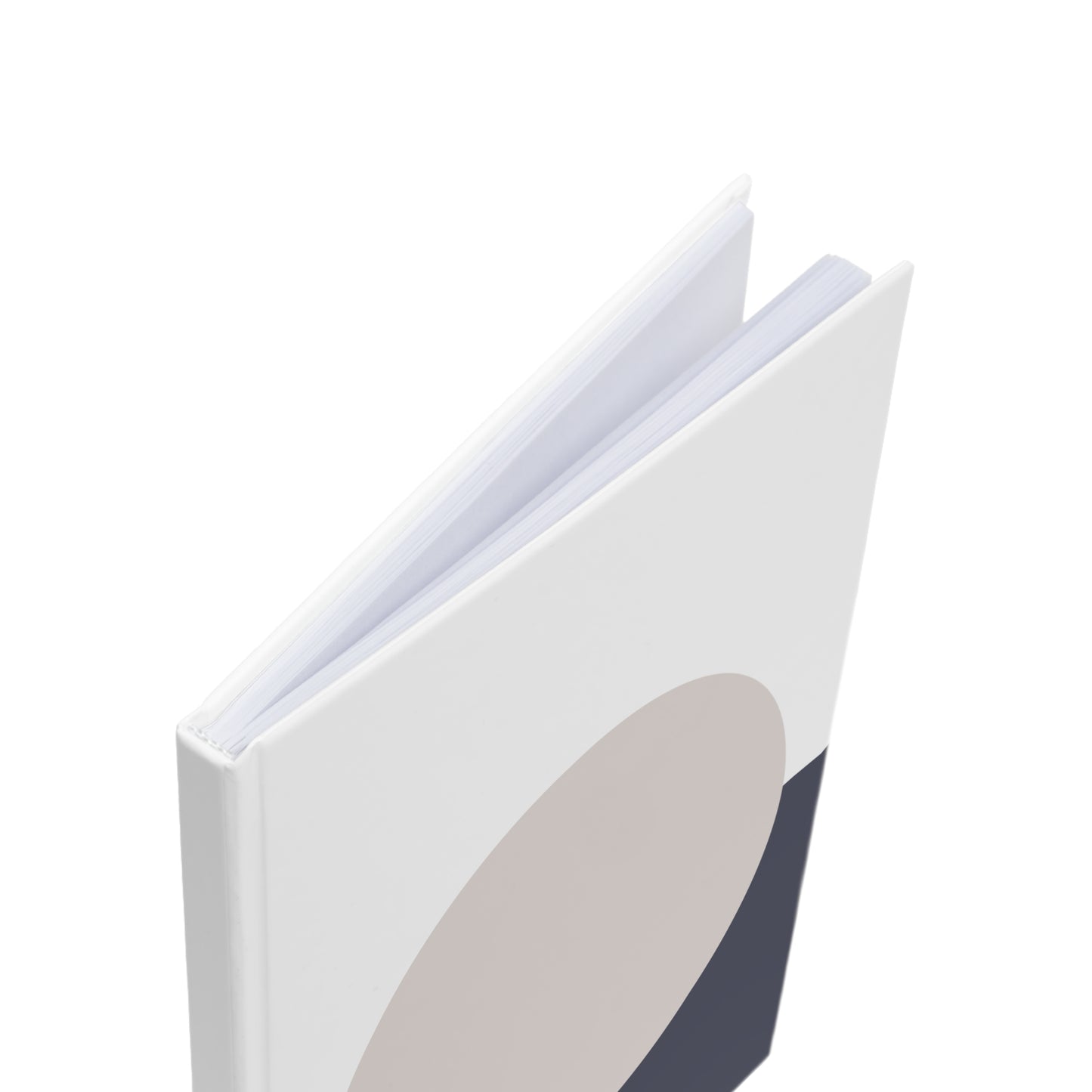 White notebook with a gray abstract design on a white background