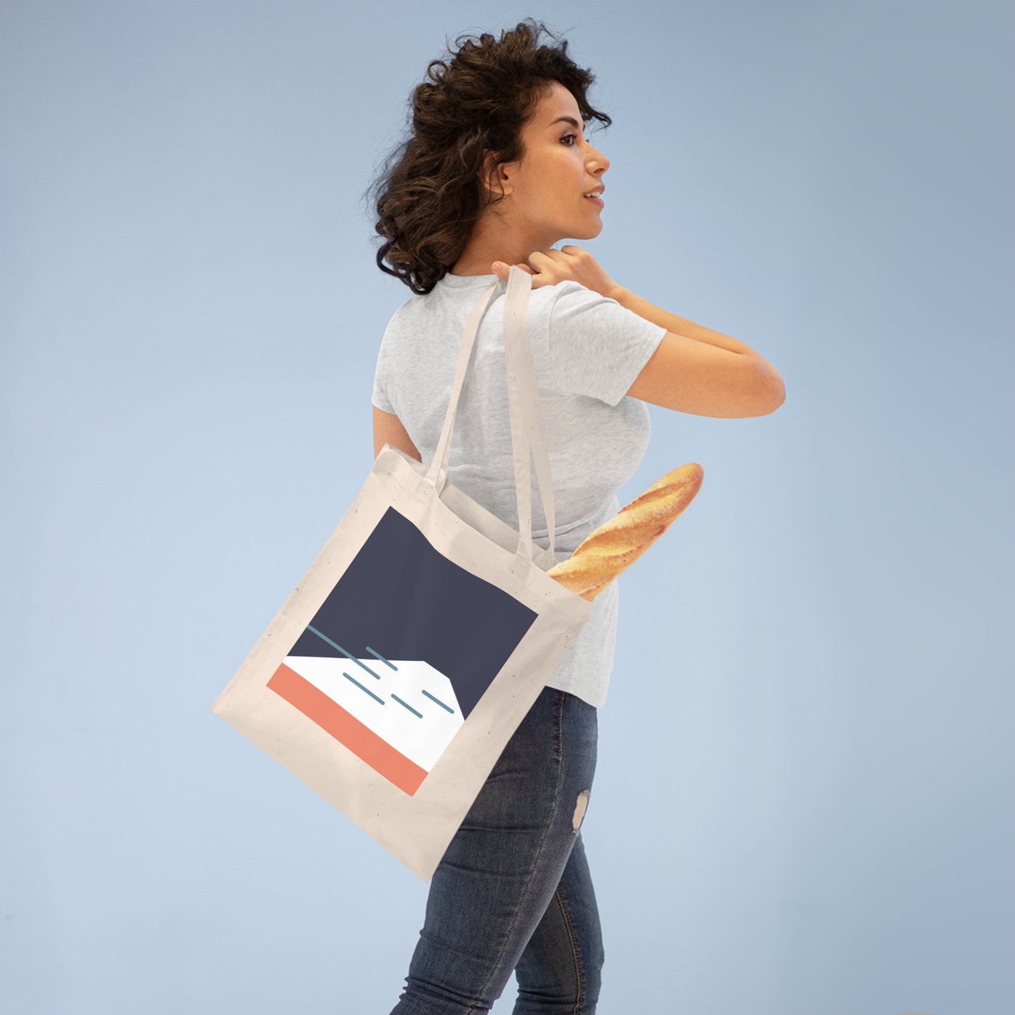 Fuji Coast Blue Tote Bag – Minimalist Japanese Coastal Style