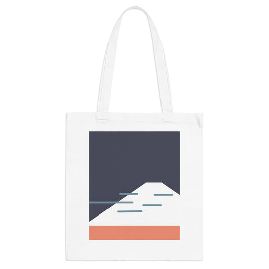 Tote bag with a minimalist mountain design on a white background