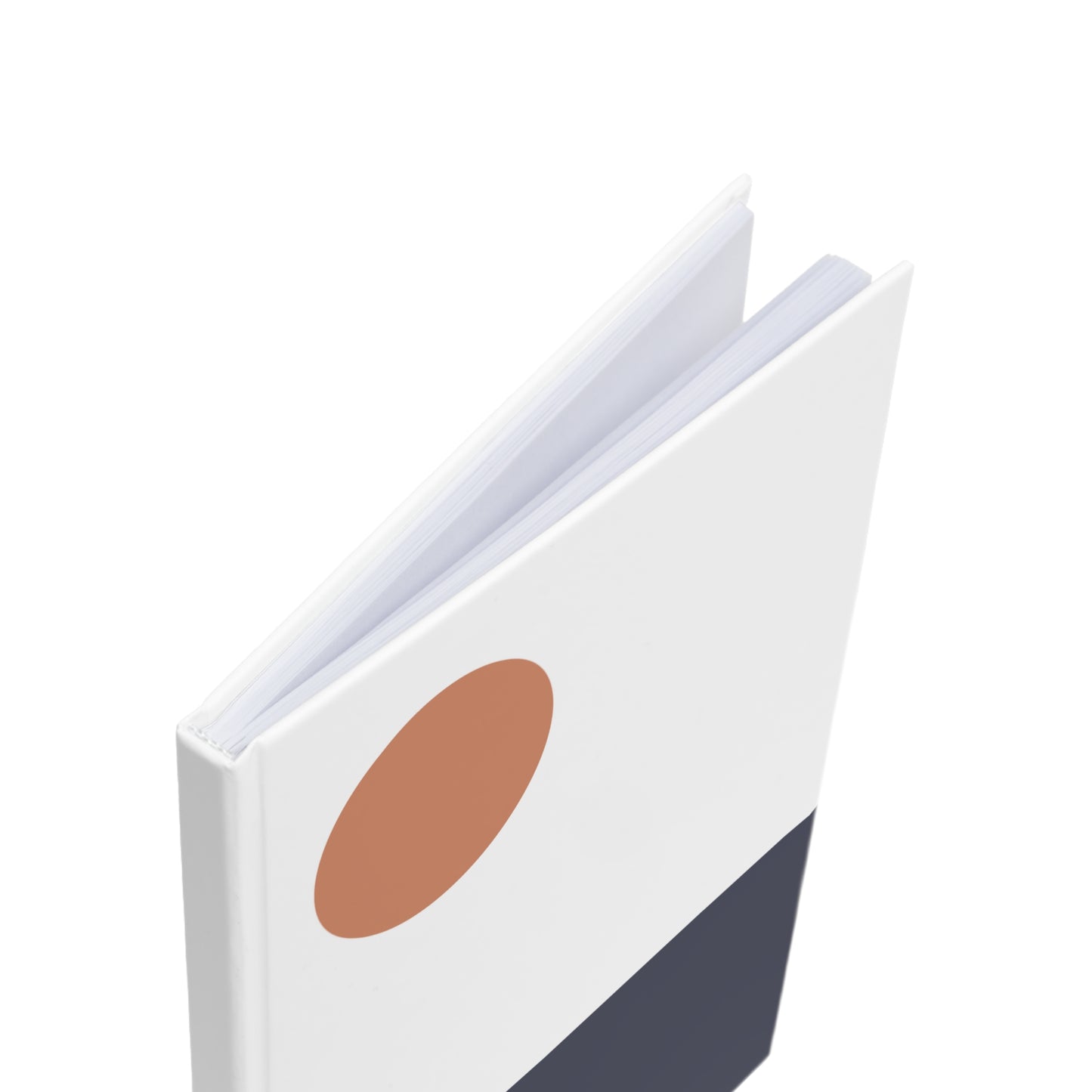 Notebook with a brown circle design on a white background