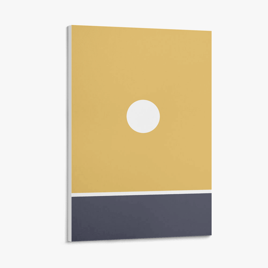 Notebook with mustard yellow cover and navy blue bottom section on a white background