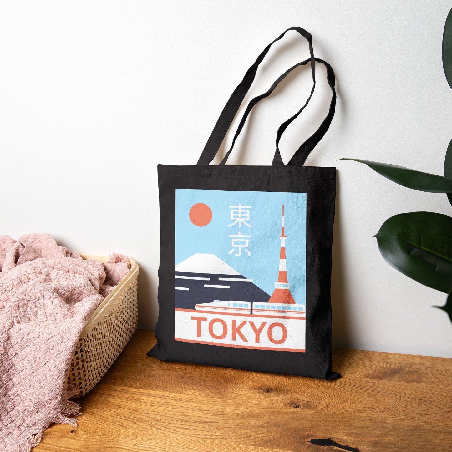 Hello Tokyo Canvas Tote Bag - Minimalist Cityscape Design