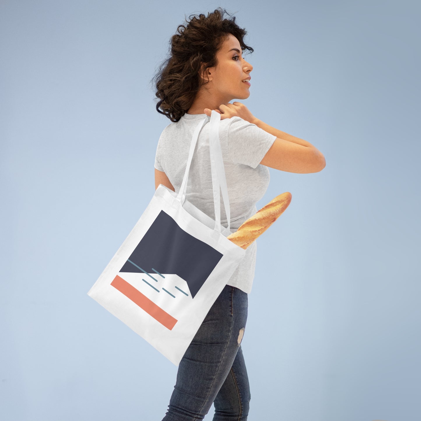 Fuji Coast Blue Tote Bag – Minimalist Japanese Coastal Style