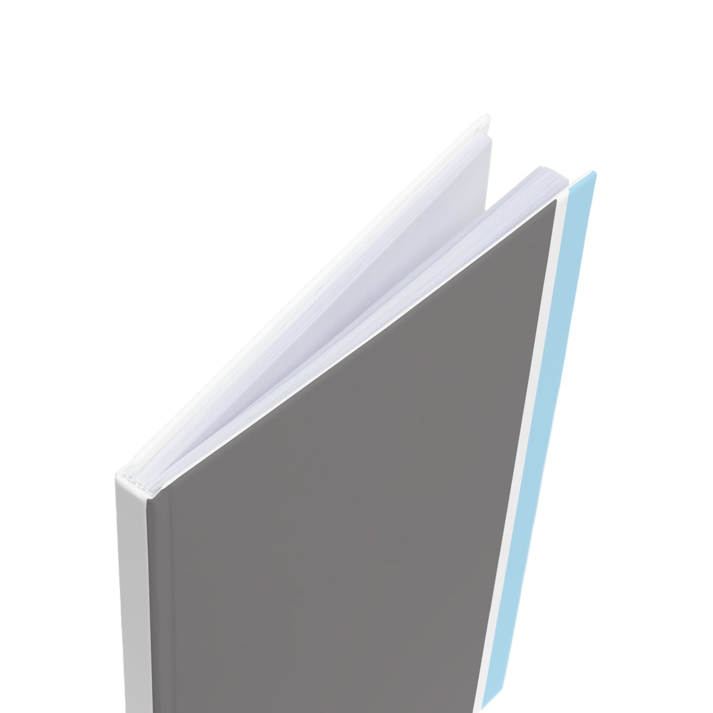 Gray book with a white cover on a white background