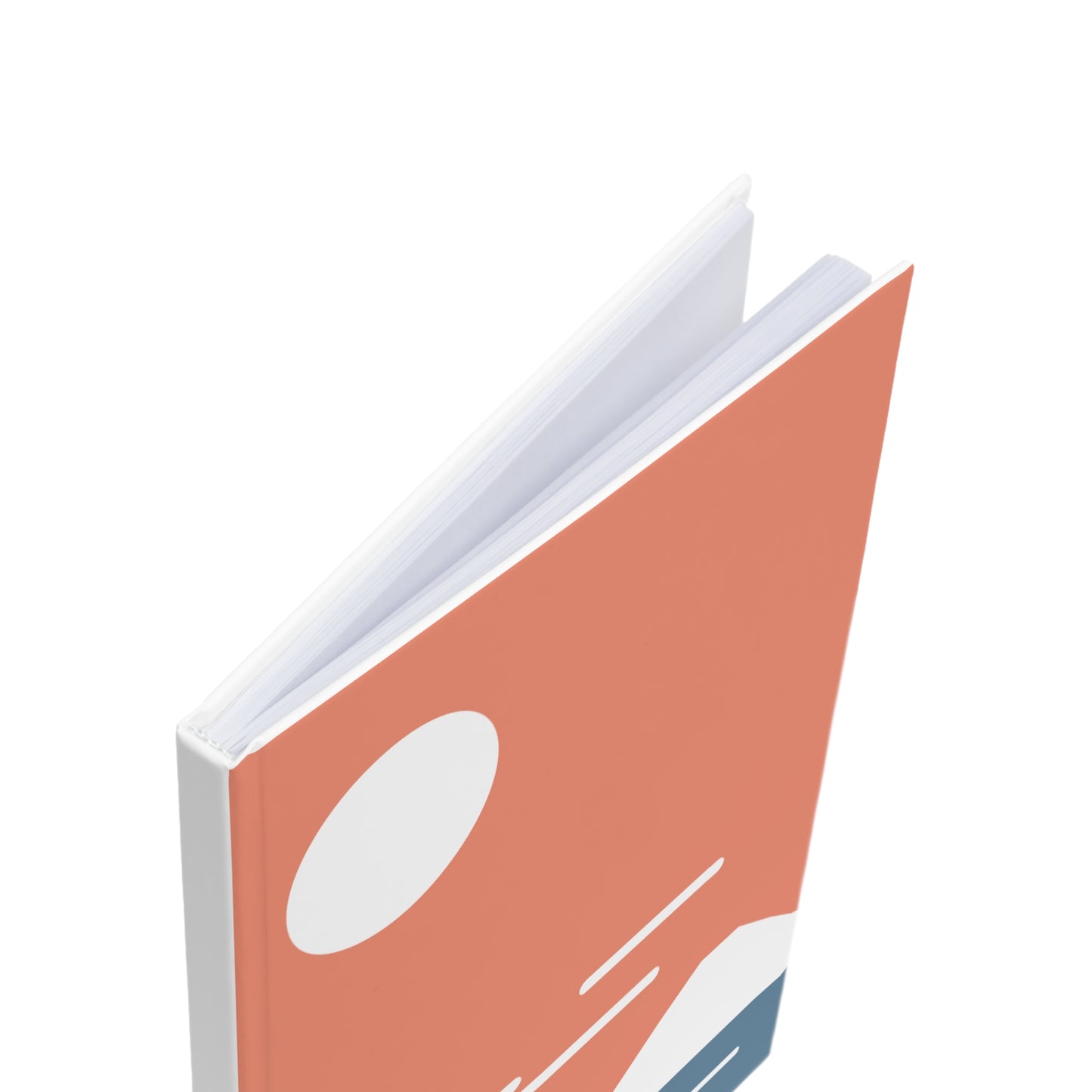 Notebook with a red cover and white pages on a white background