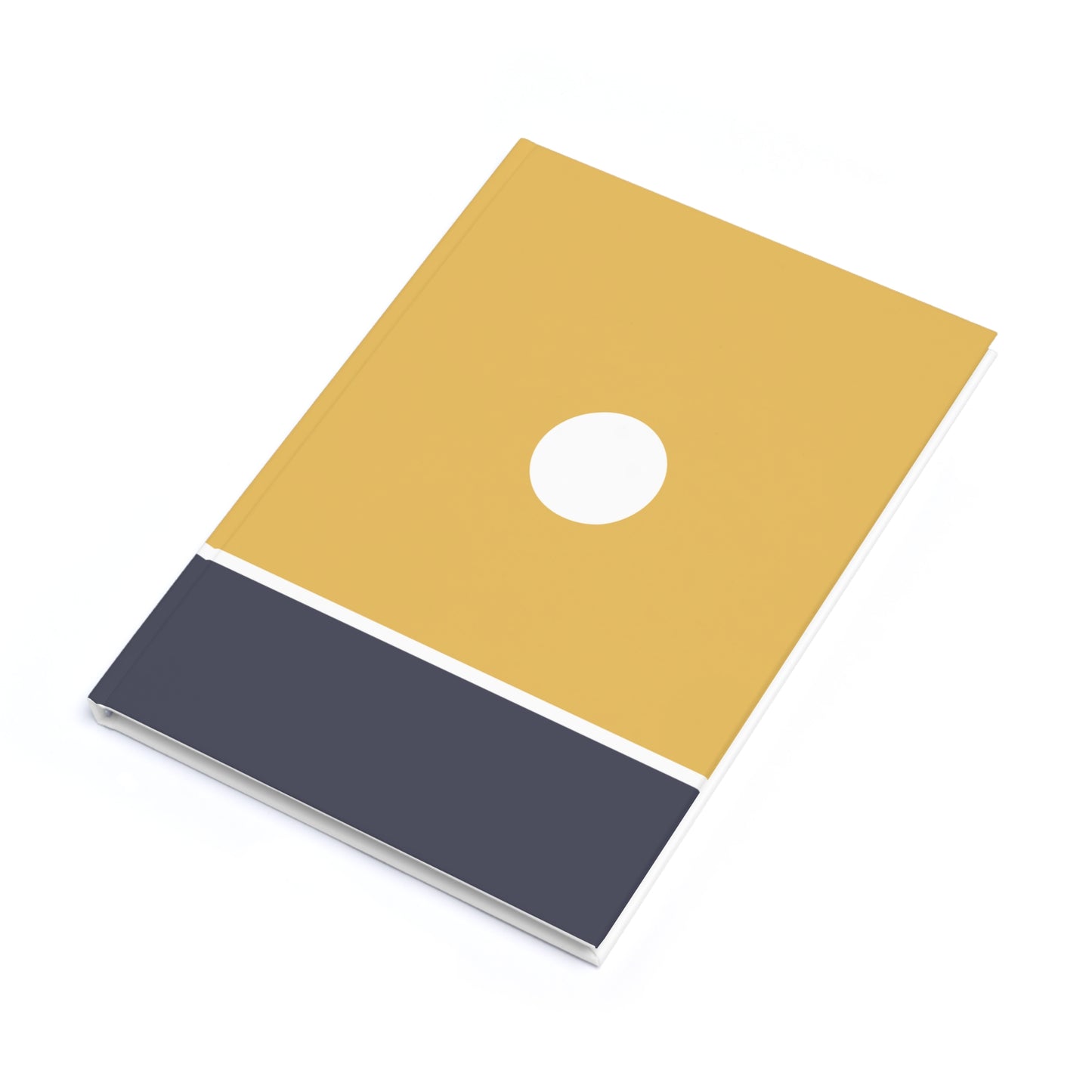 Notebook with yellow top half and gray bottom half on a white background