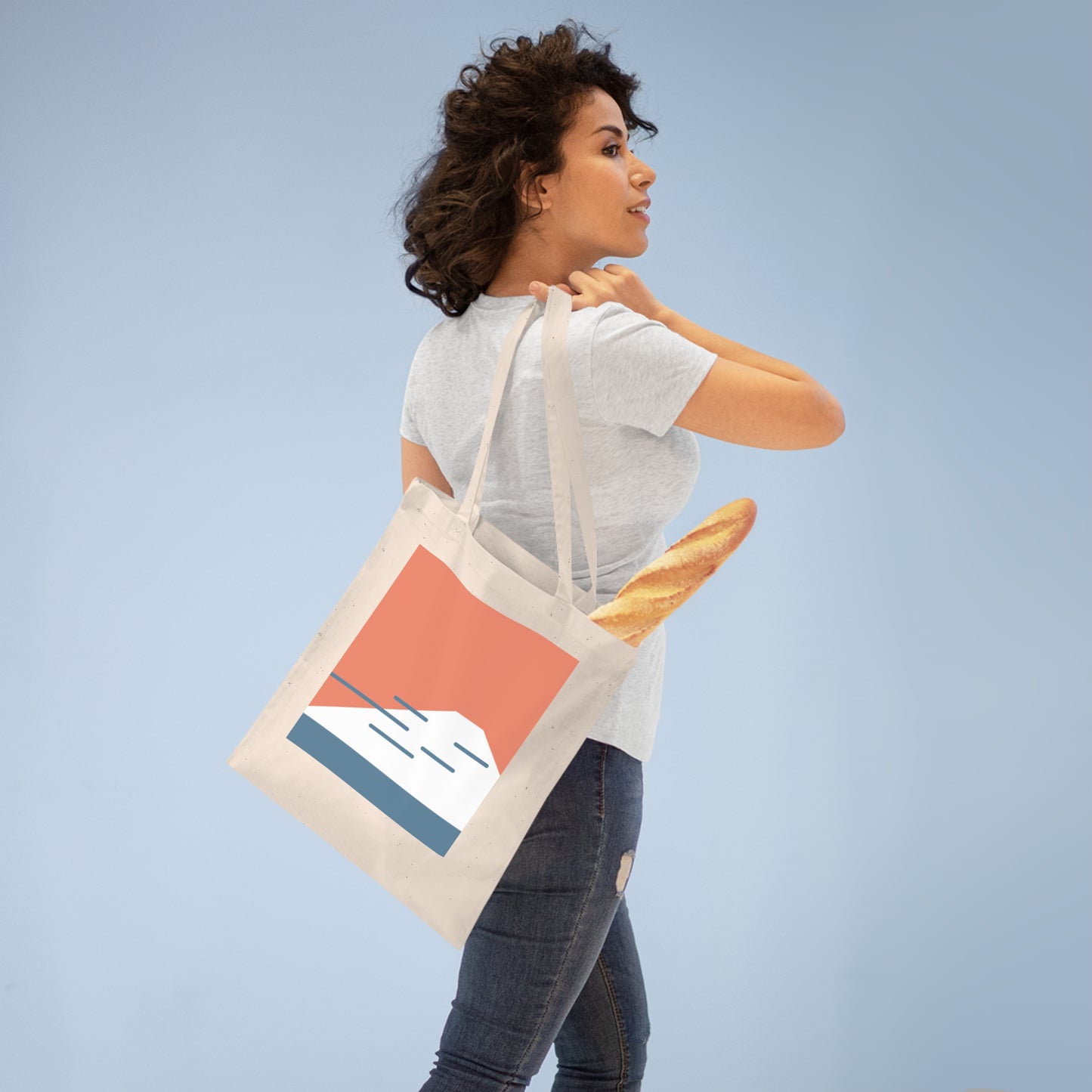 Fuji Coast Red Tote Bag – Minimalist Japanese Coastal Design