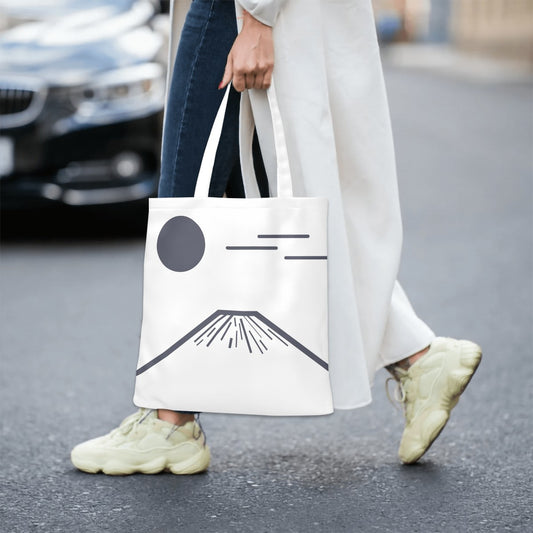 Fuji San Shiro Tote Bag – Minimalist White Canvas | Konseputo Art