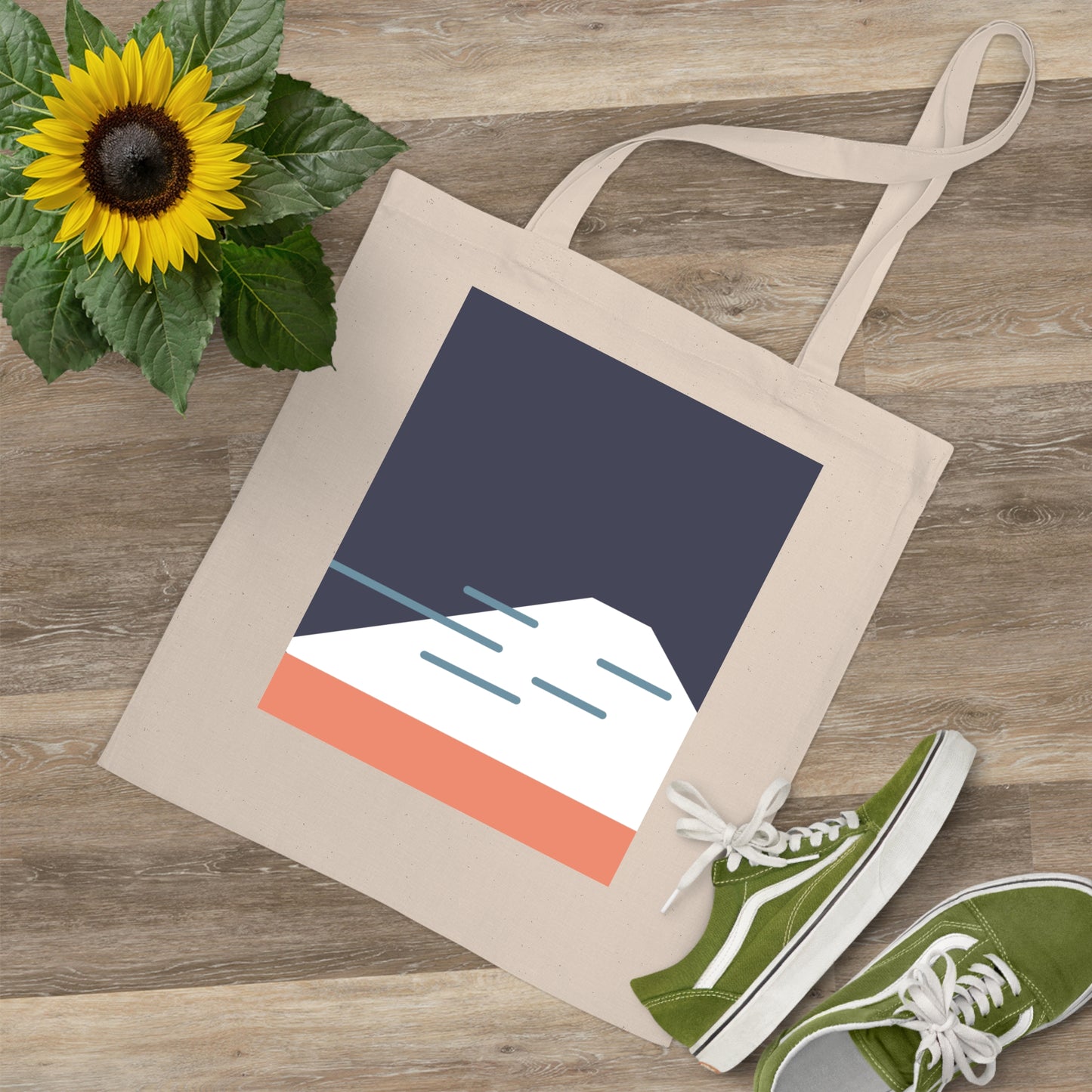 Fuji Coast Blue Tote Bag – Minimalist Japanese Coastal Style