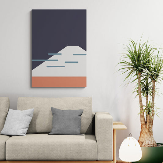 Fuji Coast – Blue Minimalist Canvas Print | Frameless Wall Art | Konseputo Art
