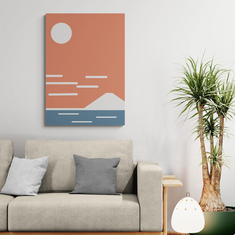 Fuji San Rise – Minimalist Mount Fuji Canvas Print | Frameless Wall Art | Konseputo Art