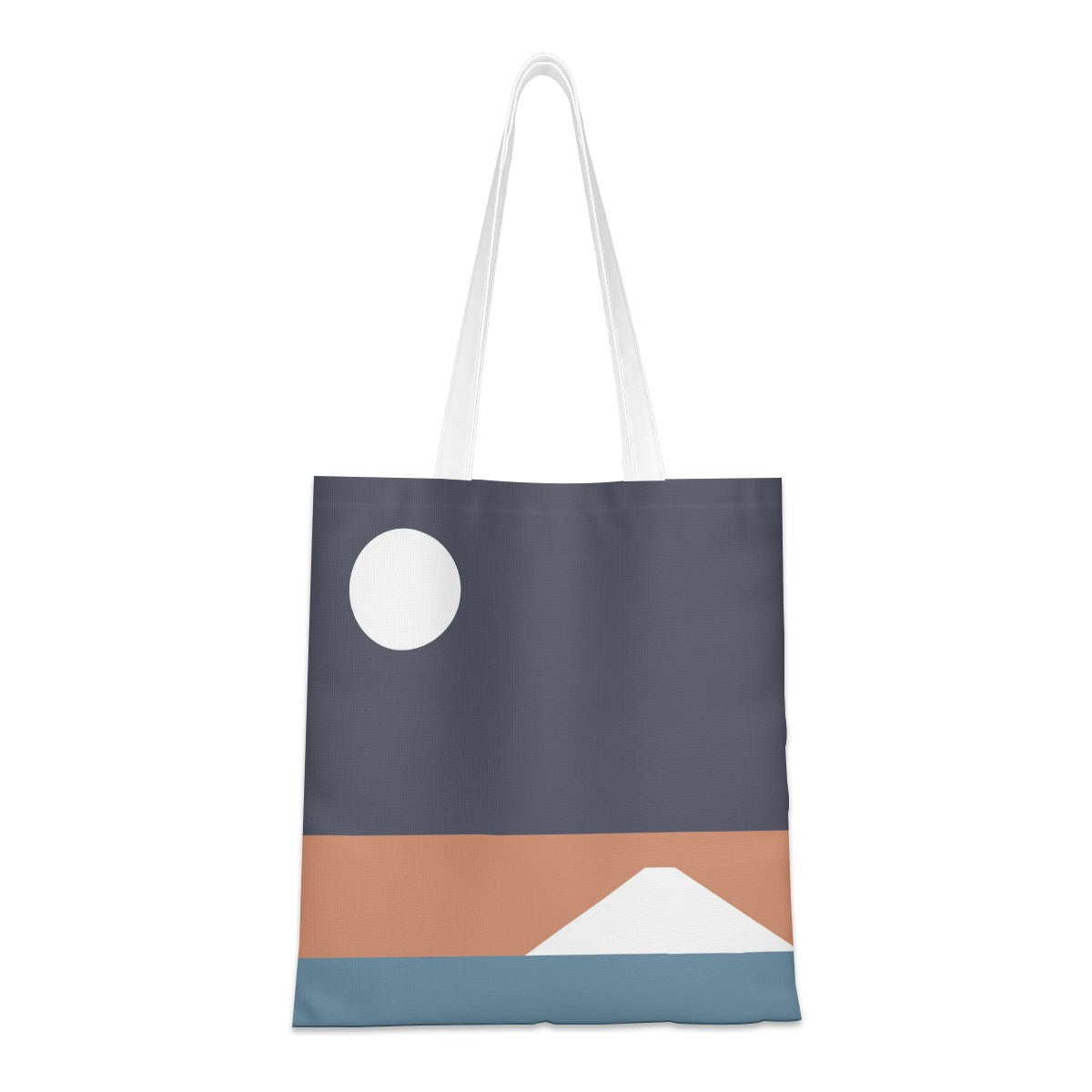 Tote bag with geometric design on a white background