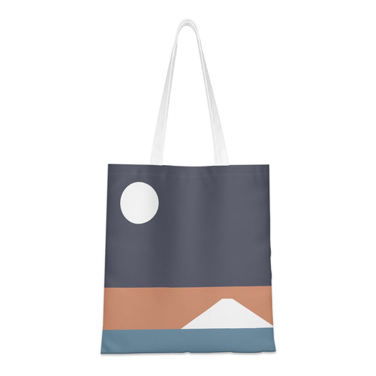 Tote bag with geometric design on a white background