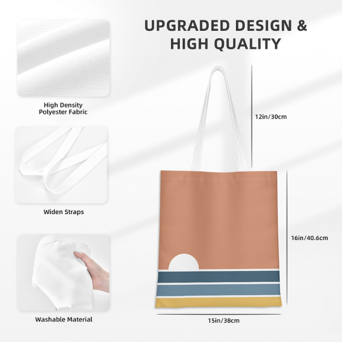 Asa no Hikari Tote Bag - Minimalist Japanese Canvas Tote with Sunrise-Inspired Design