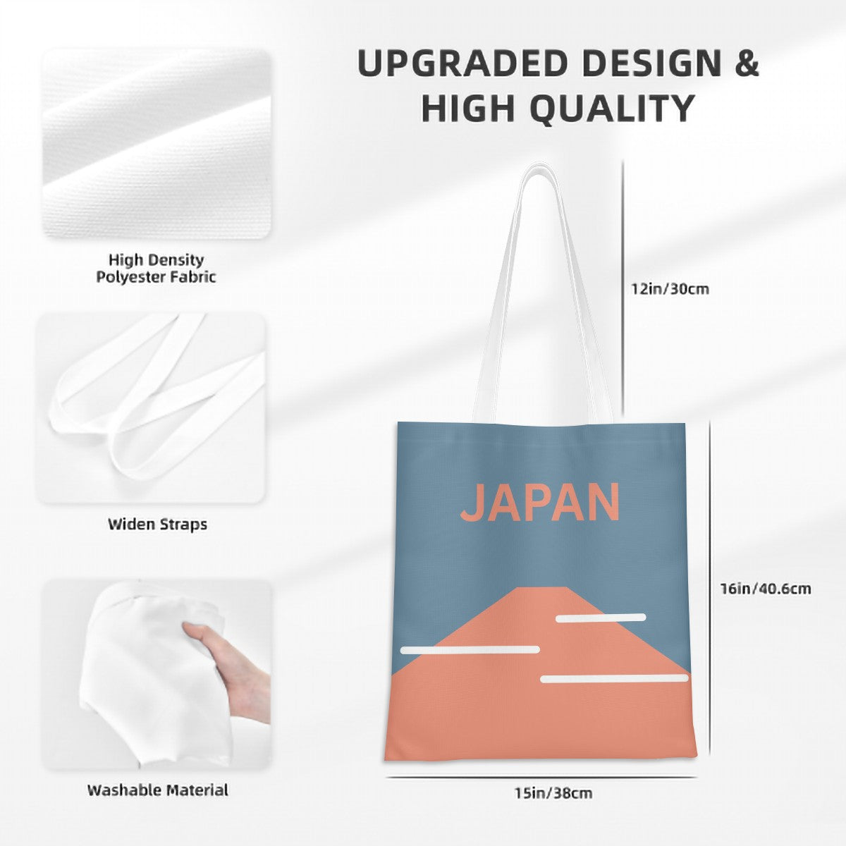Land of Japan Tote Bag – Minimalist Japanese Canvas Tote Bag with Mt. Fuji Design