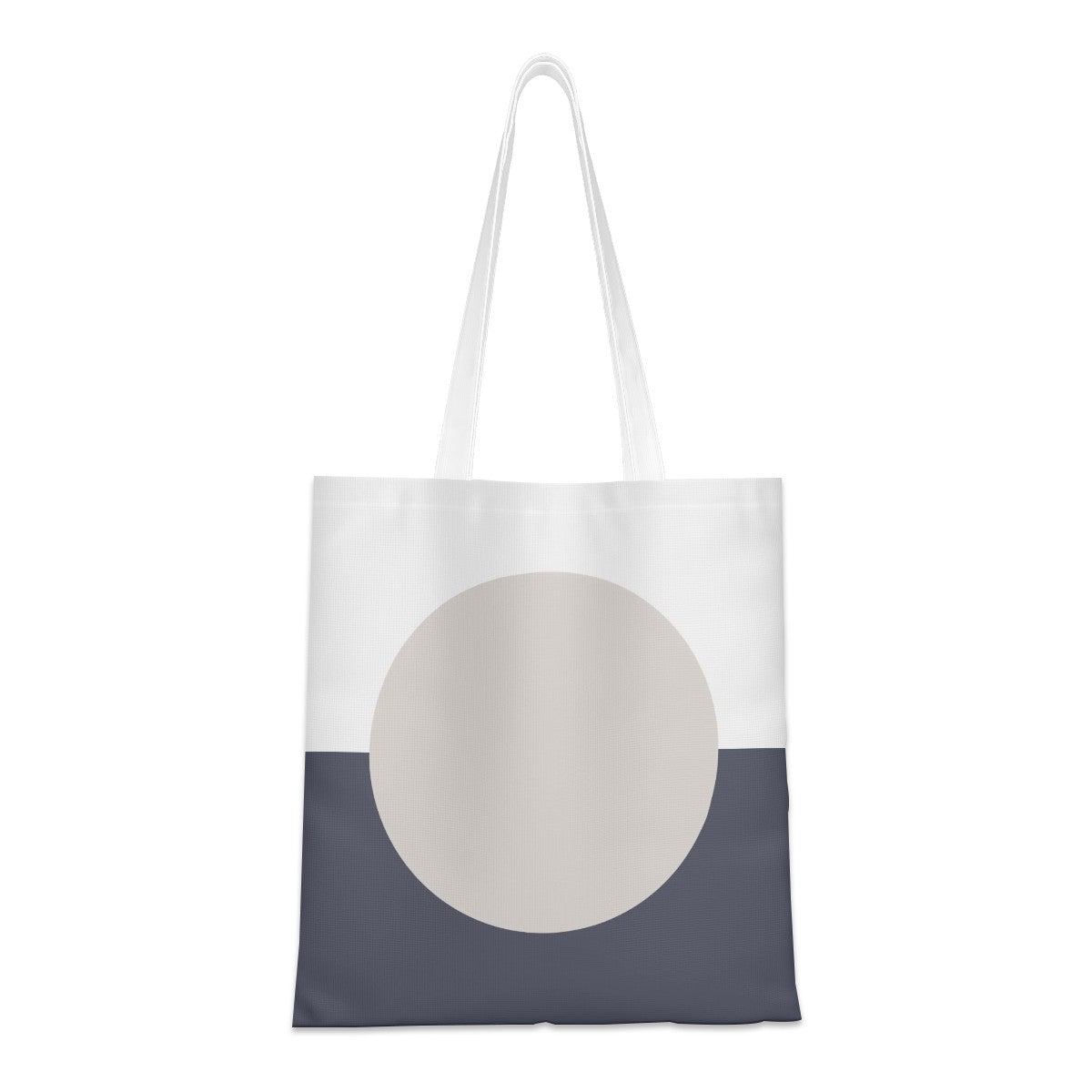 Tote bag with a large circle design on a white background