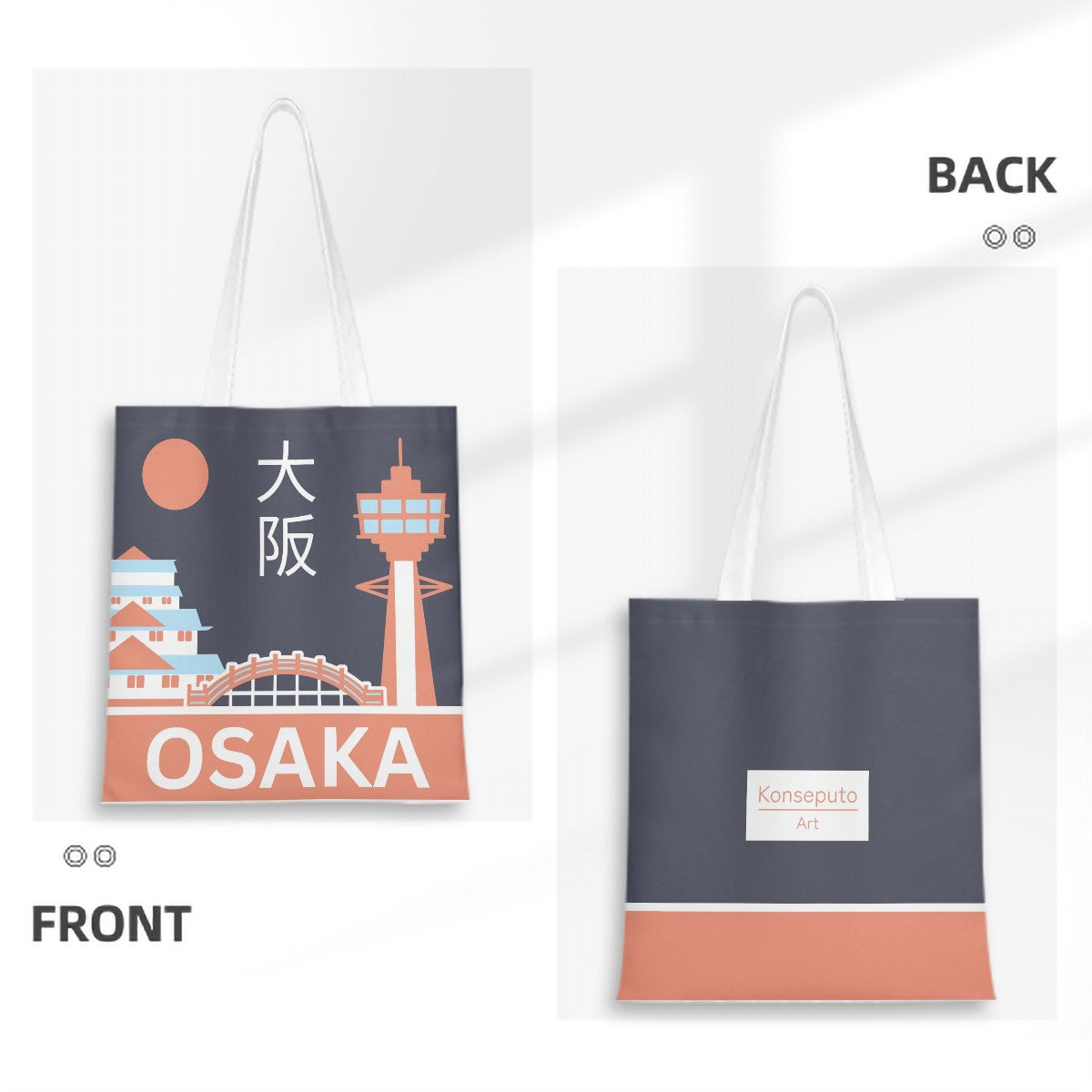 Tote bag with Osaka design on front and back