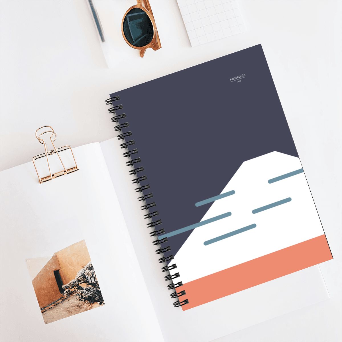 Fuji Coast Spiral Notebook – Blue Minimalist Design
