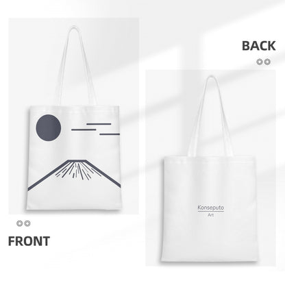 Fuji San Shiro Tote Bag – Minimalist White Canvas | Konseputo Art