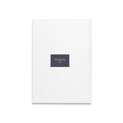 White book with a dark blue label on a white background