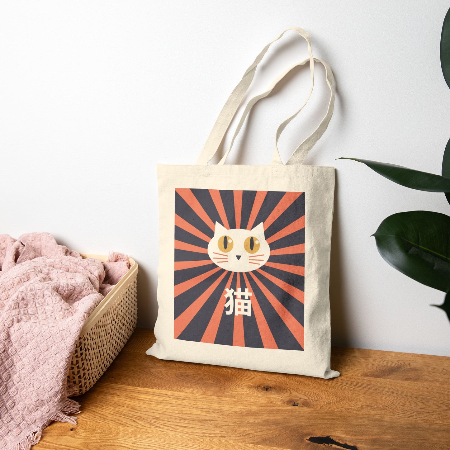 Hinata Shiro-chan Neko Canvas Tote Bag – Bright White Cat Japanese Tote