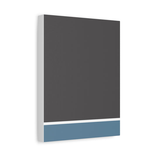 Rectangular panel with a dark gray top half and a blue bottom half on a white background