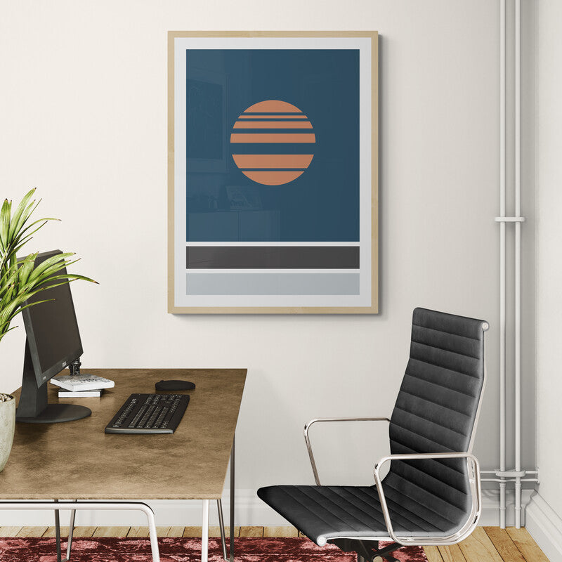 Akebono – Blue Minimalist Canvas Wall Art | Konseputo [Frameless]