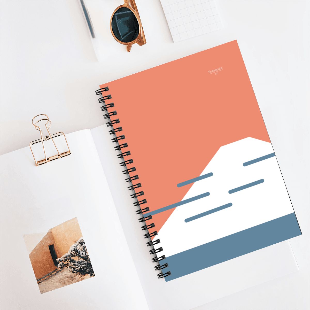 Fuji Coast Spiral Notebook – Red Minimalist Design