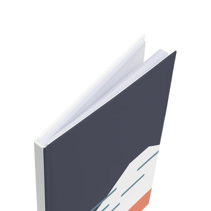 Notebook with a dark blue cover and white edges on a white background