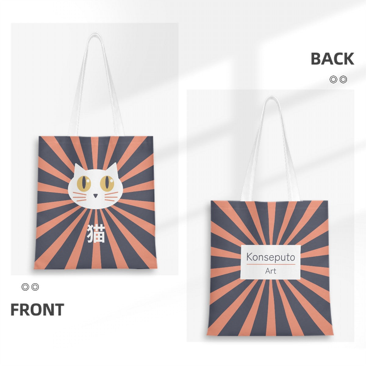 Hinata Shiro-chan Neko Canvas Tote Bag – Bright White Cat Japanese Tote