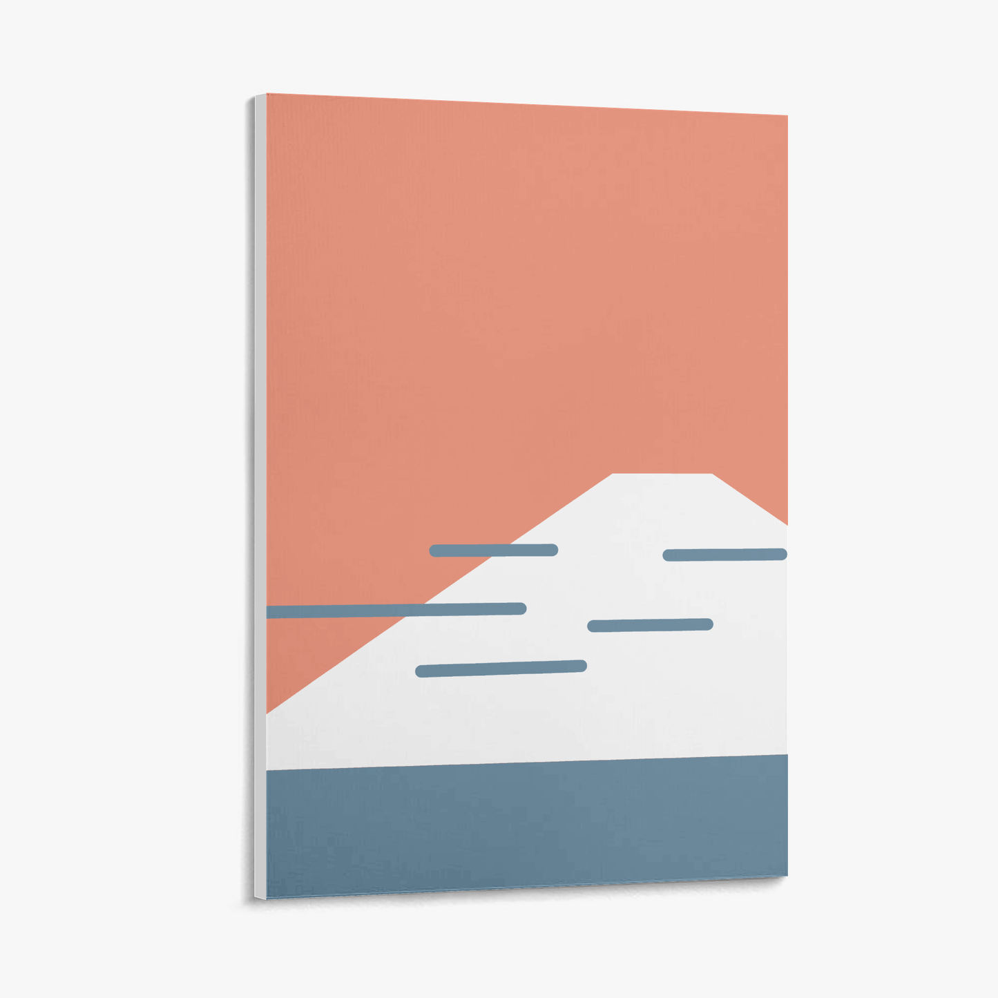 Fuji Coast – Red Minimalist Canvas Wall Art | Konseputo [Frameless]