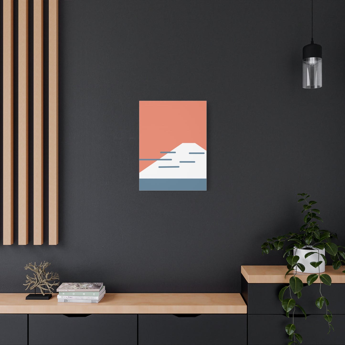 Fuji Coast - Red - Canvas Print [Framed]
