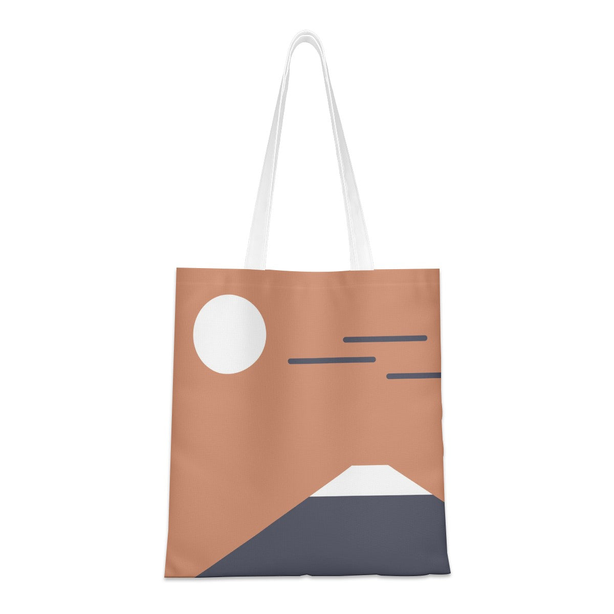 Tote bag with geometric design on a white background