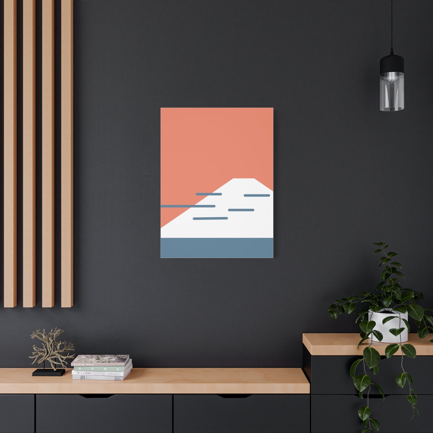 Fuji Coast - Red - Canvas Print [Framed]