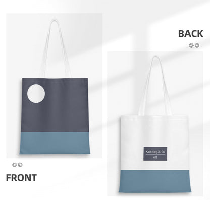 Tote bag with front and back views showing a minimal design.