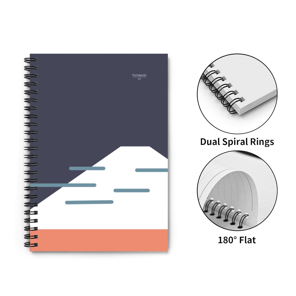 Fuji Coast Spiral Notebook – Blue Minimalist Design