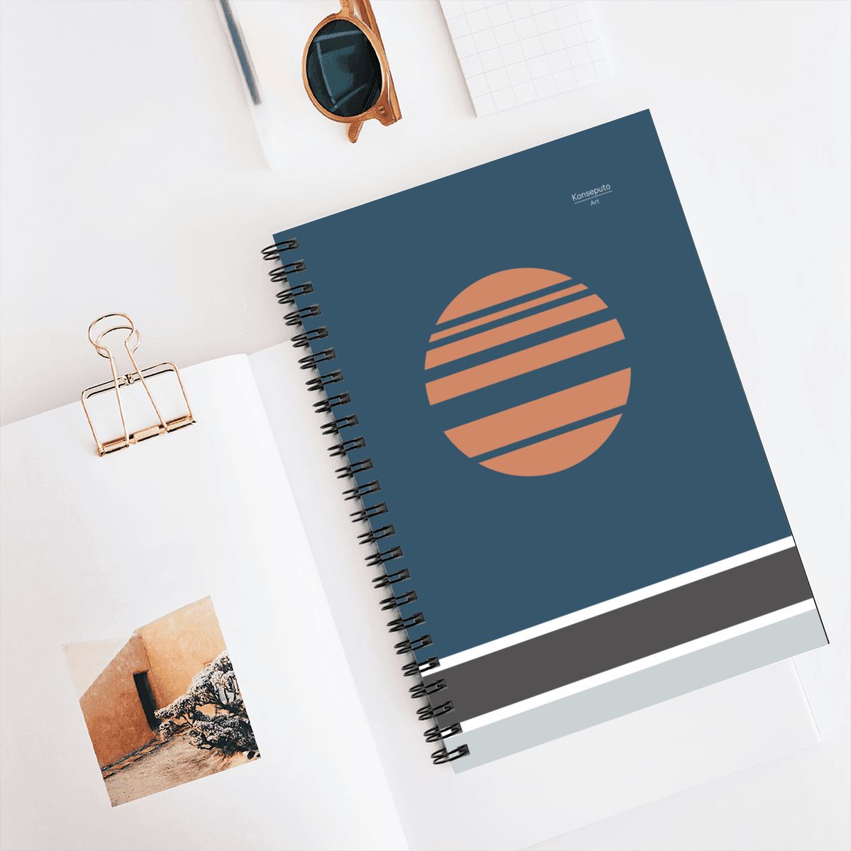 Akebono – Blue Minimalist Spiral Notebook