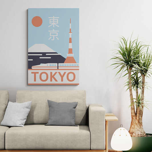 Hello Tokyo Canvas Print – Modern Tokyo in Minimalist Form [Frameless]