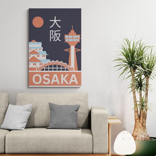 Osaka Nights Canvas Print – Neon Geometry and Urban Minimalism [Frameless]