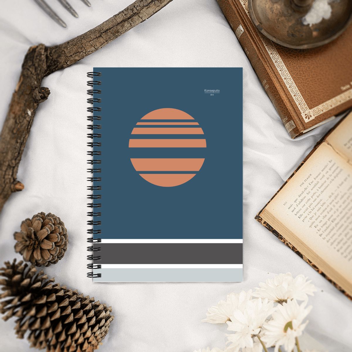 Akebono – Blue Minimalist Spiral Notebook