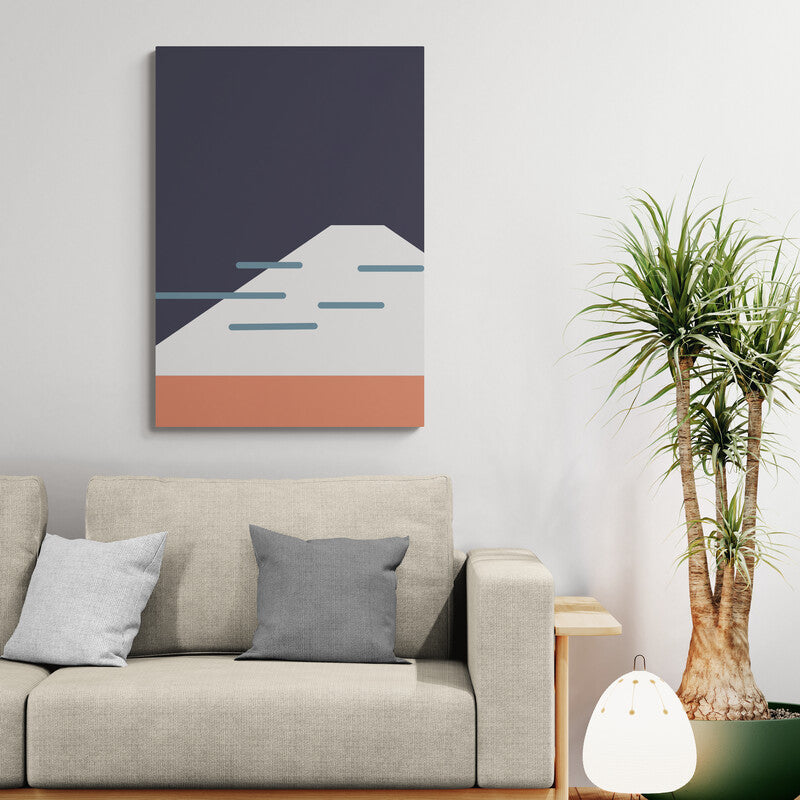 Fuji Coast – Blue Minimalist Canvas Wall Art | Konseputo [Frameless]