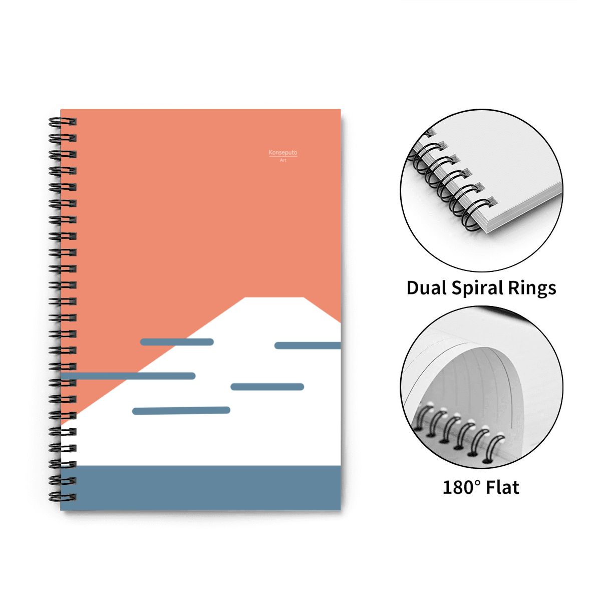 Fuji Coast Spiral Notebook – Red Minimalist Design