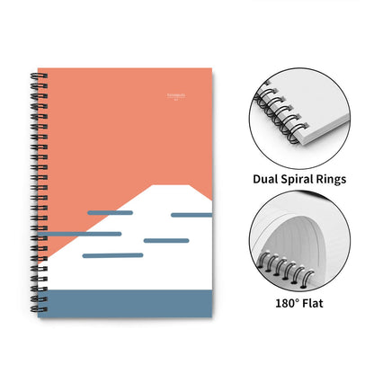 Fuji Coast Spiral Notebook – Red Minimalist Design