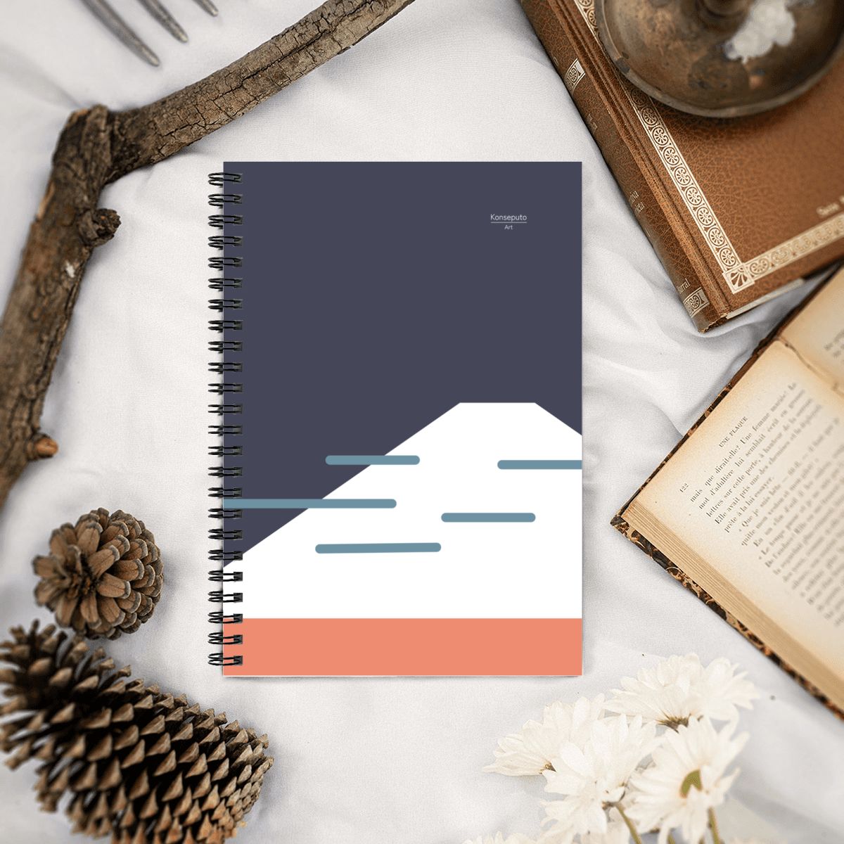 Fuji Coast Spiral Notebook – Blue Minimalist Design