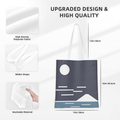Fuji San Moonrise – Minimalist Mount Fuji Tote Bag | Konseputo Art Konseputo Art