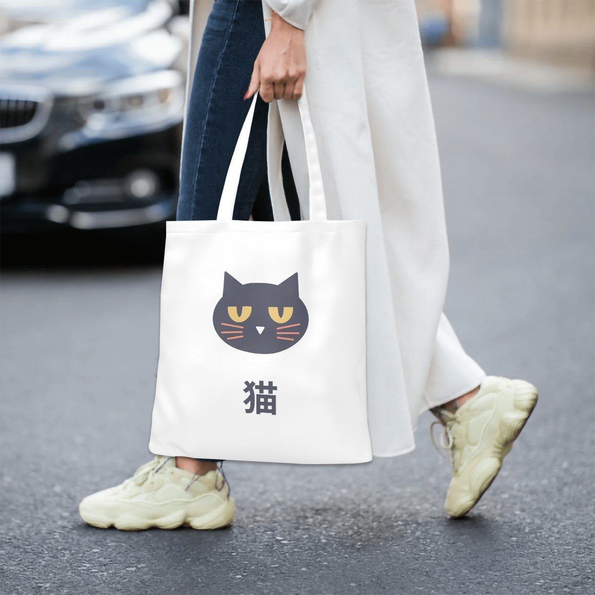 Buchoo-kun Neko Canvas Tote Bag – Grumpy Black Cat Japanese Tote