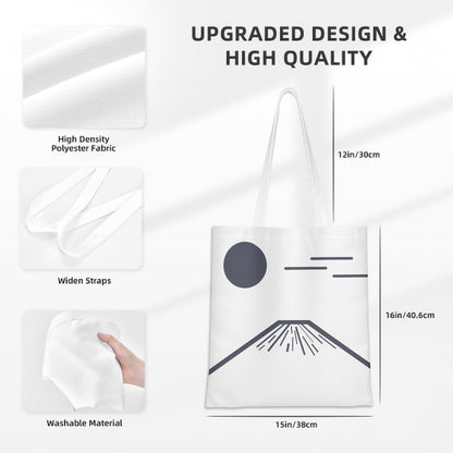 Fuji San Shiro Tote Bag – Minimalist White Canvas | Konseputo Art